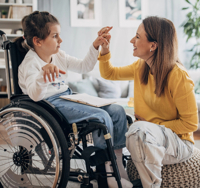 Image of a support worker assisting a client with daily activities